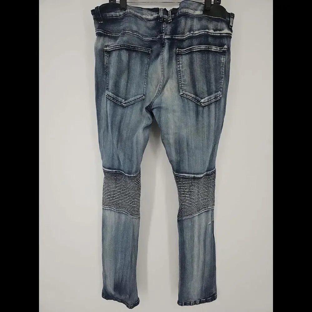 AHP Another Hype Piece Distressed Blue Denim Jeans Y2K Skater HipHop‎  42x34